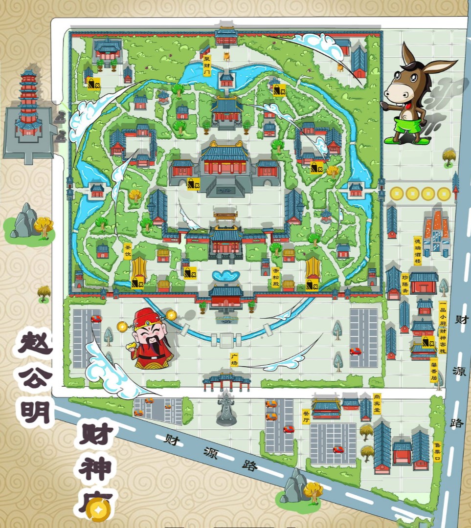 简阳寺庙类手绘地图